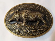 Raised Graphics Antique Bronze finish Belt Buckle Farm Country BOAR hog pig USA