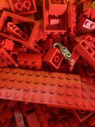 Pacchetto rosso misto originale Lego 600 g piastra in mattoni pendenza piastrella modifica finestra porta - Foto 2 di 4