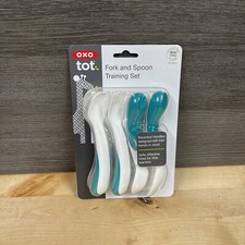 oxo tot Fork And Spoon Training Set 12 Months Plus Teal Brand New