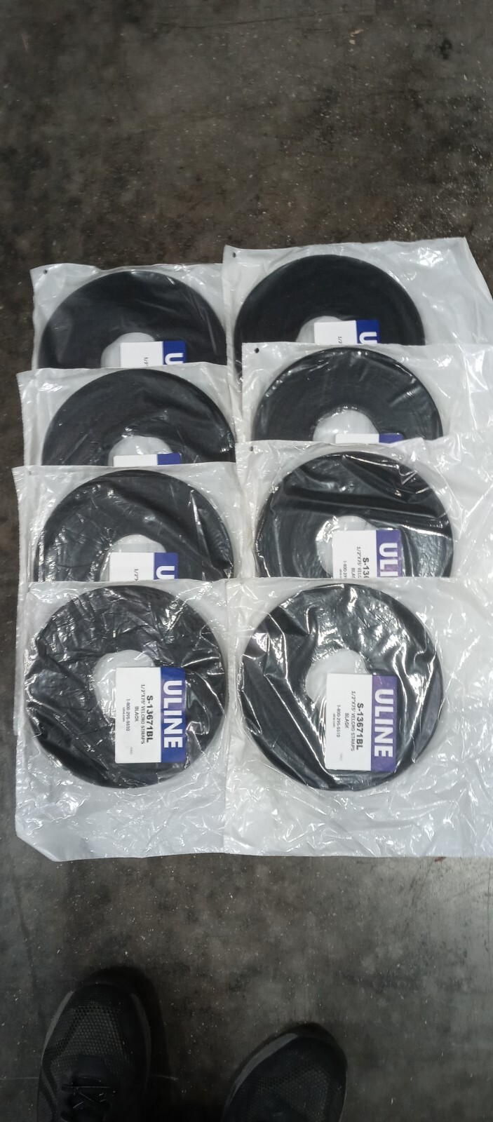(8 PACK) ULINE Velcro Straps 1/2" x 75' Black S13671BL eBay