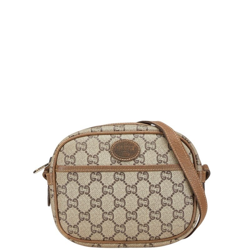 Vintage Gucci GG Plus Crossbody Bag Beige PVC Leather Shoulder Bag for Women  