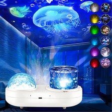 Ocean Kids Night Light Projector,360 Rotating Jellyfish Lamp Projector with 7...