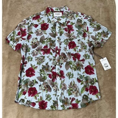 Corridor New York Shirt Men 2XL Floral Linen Short Sleeve Button up Shirt New