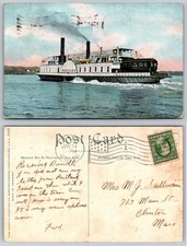 Bath, ME Vapor Hercules Postal 1910 Maine Barco Barco Vapor