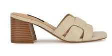 NWOTD Nine West 8 Gelare Block Heel Sandals Slides Beige 126276