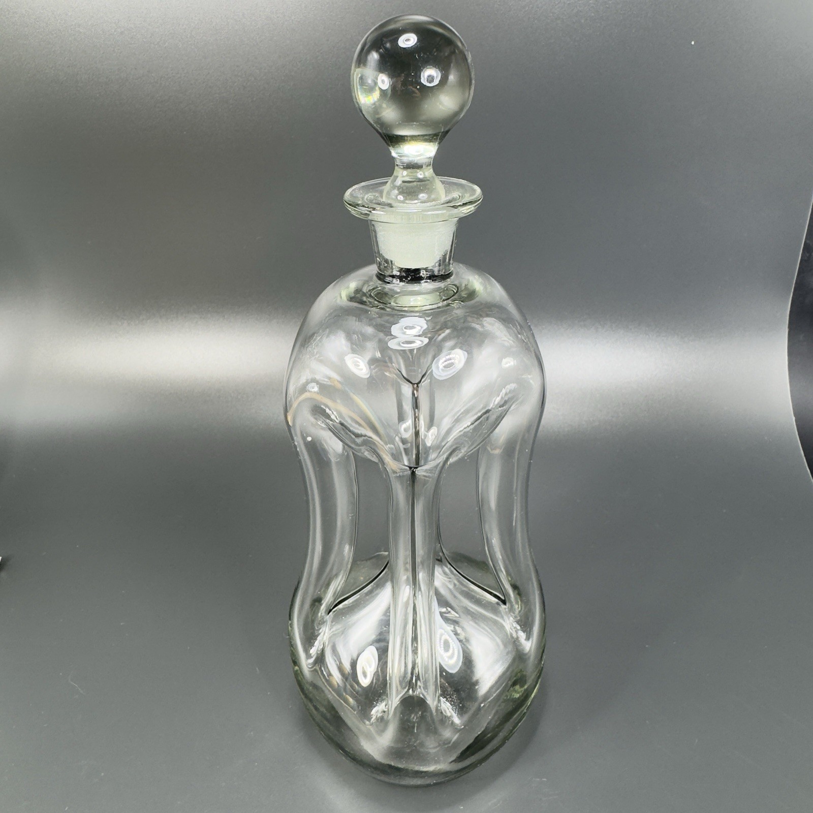 Holmegaard Kluk Kluk Pinch Bottle Smokey Black Glass Decanter Spirits Bottle VTG