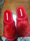 VICTORIA'S SECRET  WOMEN Red Velvet POMPOM SLIPPERS SZ.M Nwot — photo 3