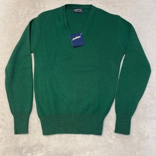 Puritan Mens V Neck Sweater Emerald Green Long Sleeve Pullover M USA Made