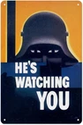 Hes Watching You Vintage World Tin Metal Signs Home Décor Wall Art 8x12
