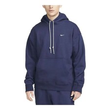 NWT Nike Solo Swoosh Men's Fleece Pullover Hoodie DX1355-410 SIZE M Navy