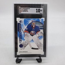 New York Islanders Hockey Card Ilya Sorokin Rookie Authentics SGC 10 NHL Blue. rookie card picture