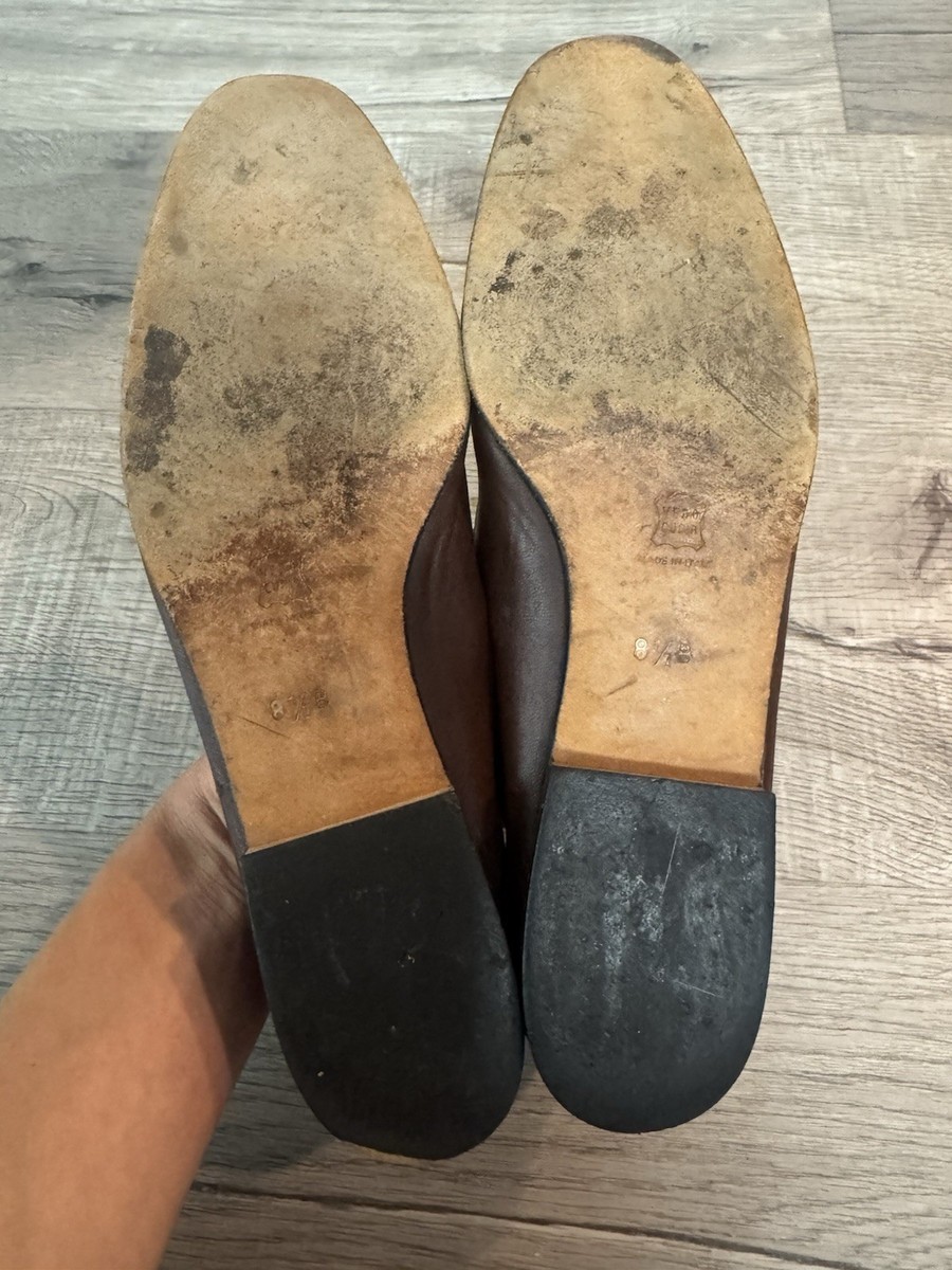 A Testoni Vintage Brown Loafers 8.5 B Leather Slip On Car 