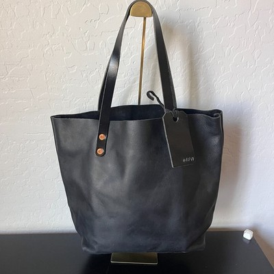 KMM & Co. Leather Black Kodiak Tote Shopper Shoulder Bag Made in USA
