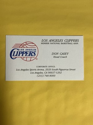 Vintage Business Card: NBA, Los Angeles Clippers, Don Casey, Head Coach