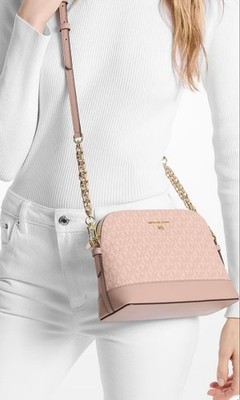 Michael Kors Jet Set Large Logo Dome Crossbody Bag Blush Pink $198 NWT