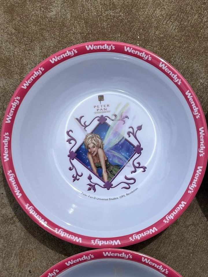 2003 4X WENDY’S Peter Pan Melamine Bowls Cpt Hook, Peter Pan, Wendy, Tinkerbelle - image 2 of 4