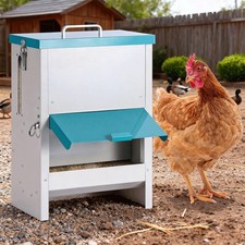 10L Automatic Chicken Feeder Metal No Waste Poultry Feeder Gravity Fed Self F...