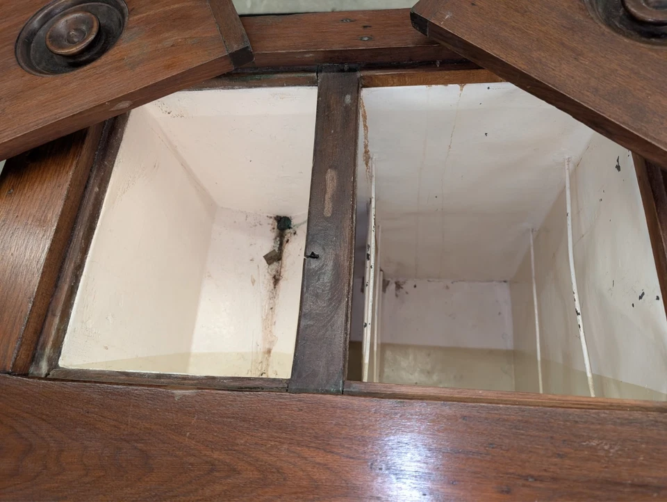 Antigua caja de hielo victoriana de nogal de Enoch S. Farson PAT 1886 "Doctor Lawrence" Foto 4 de 4