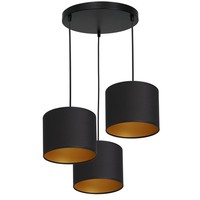 Pendelleuchte Wohnzimmer Schwarz Gold Stoff Metall 45 Cm E27 HäNgelampe Blendarm