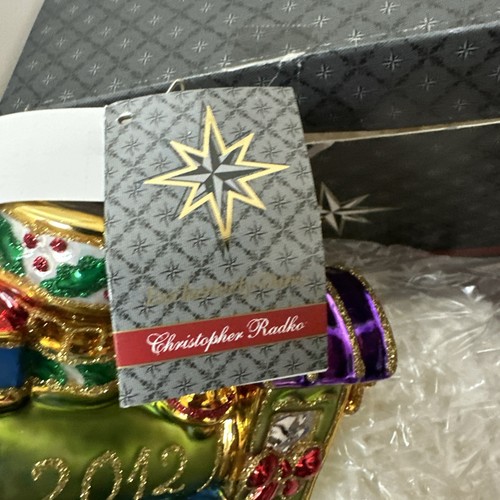 Christopher Radko 2012 Danbury come nuovo Jolly Holiday treno ornamento in vetro con scatola - Foto 8 di 11