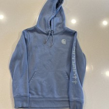 Carhartt Hoodie Womens Medium Periwinkle Blue Relaxed Fit Pullover Sweatshirt