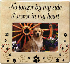 Pet Memorial - Ceramic Picture Frame - No Longer by My Side Forever in My Heart