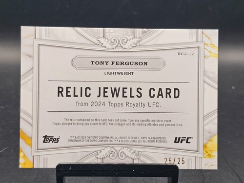 2024 TOPPS ROYALTY UFC TONY FERGUSON RELIC JEWELS CARD 25/25 BOOKEND - Picture 2 of 2