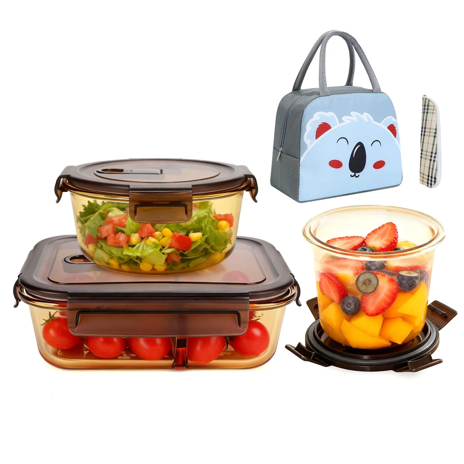 Food Storage Containers BPA Free Airtight Lids Ideal for Lunch Meal Prep & Le...