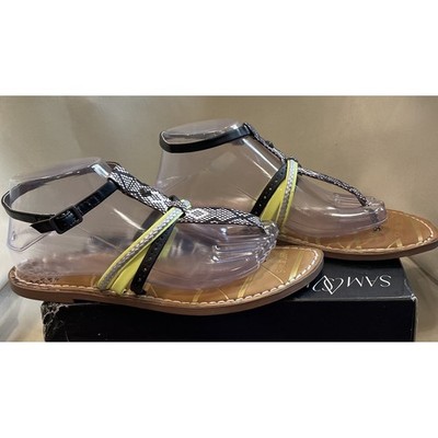Sam & Libby Womens 9 Lime Karina Thong Sandals Multi Strap Ankle Buckle Flat