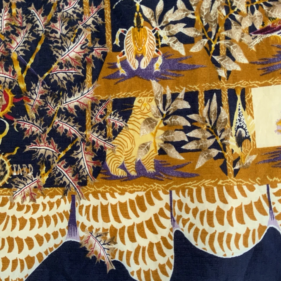 KREIER 蓝色棉质女式围巾动物和叶子印花 EX CON 27 ̈/ 27 ̈ — 第 2/4 张图片