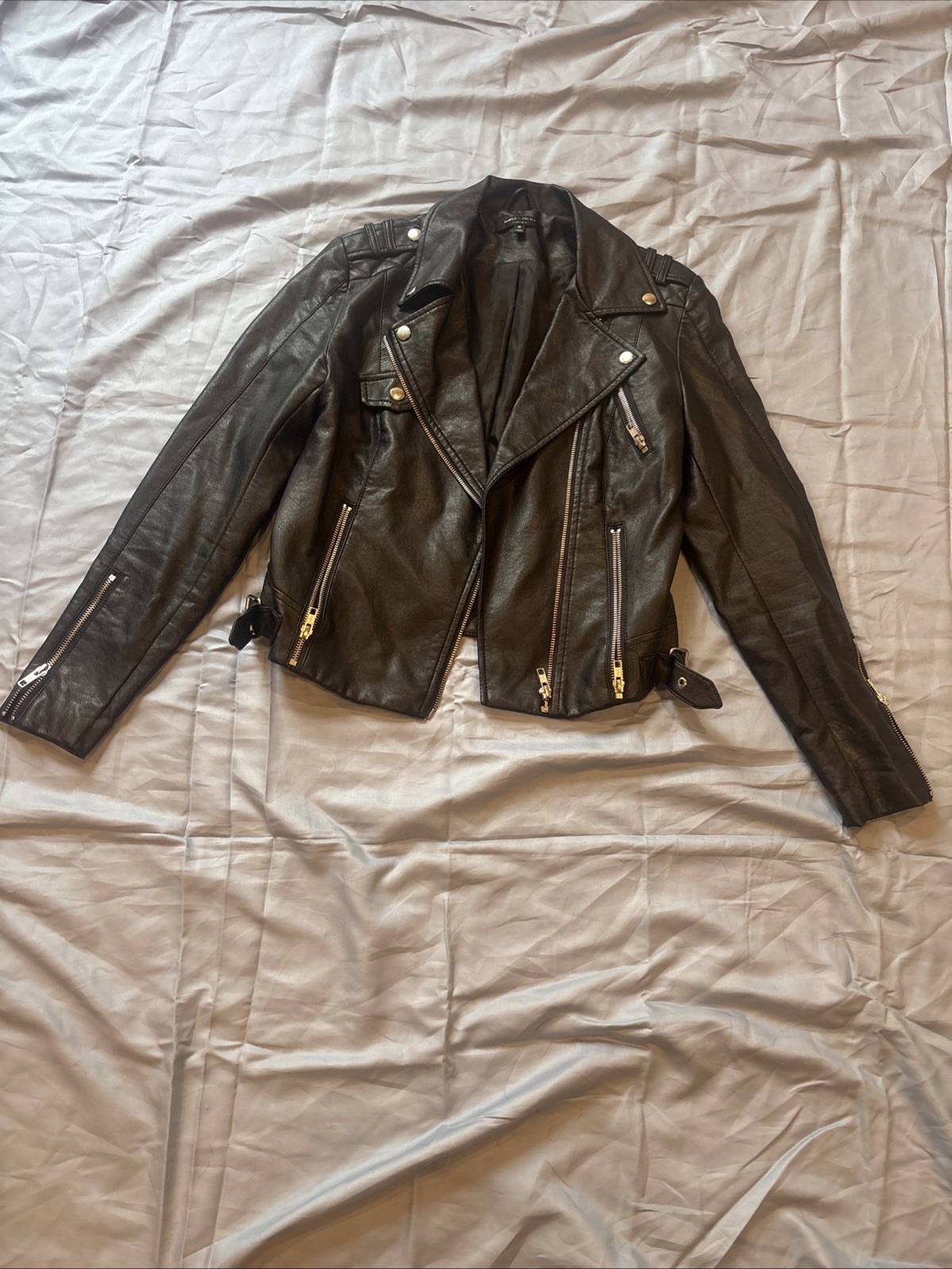 Romeo + Juliet Couture Black Faux Leather Moto Jacket Women's Size M Biker