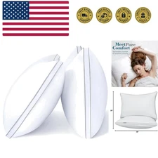 Pillows Queen Size Set of 2, Hotel Quality, Down Alternative Gusseted Bed Pil...