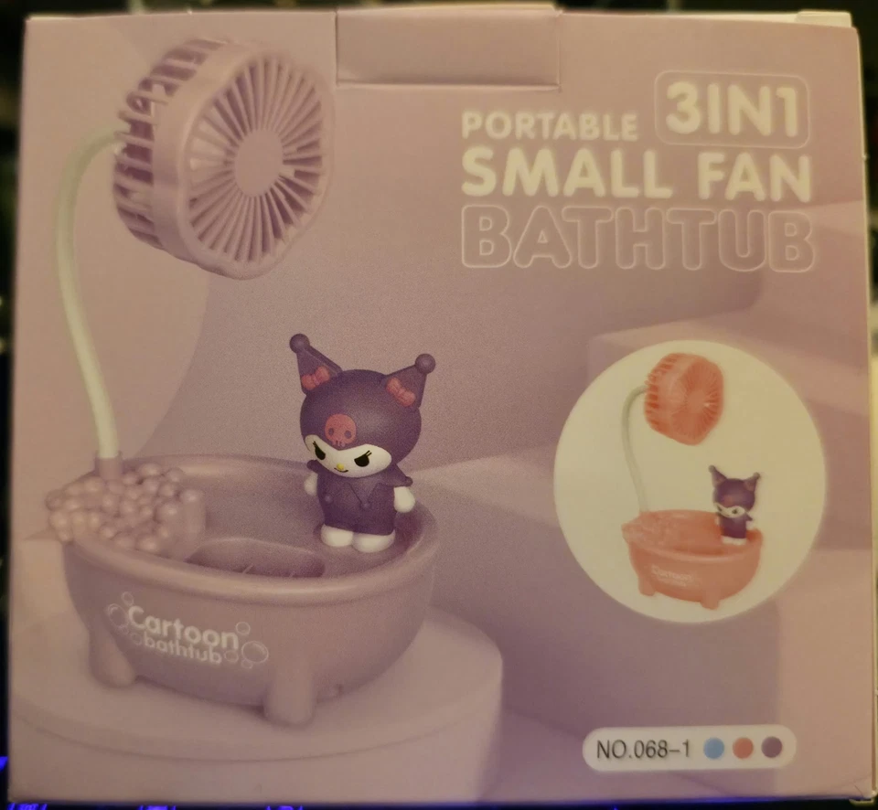 Ventilador portátil de juguete 3 en 1 pequeño VENTILADOR diseño de dibujos animados - PÚRPURA Foto 3 de 4