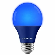 Luxrite A19 LED Blue Light Bulb 60W Equiv. UL Listed E26 Base Party Bulb