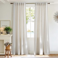 Natural Linen Curtains 84 inches Long 2 Panels Set for Bedroom, 55" Wide Thic...