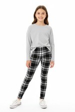 Buttery Soft White Plaid Kids Leggings