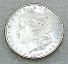1897 P Morgan Silver Dollar AU/BU Frosty Bright coin in saflip #N341