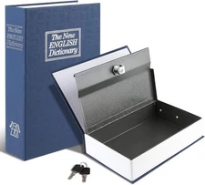 Caja fuerte para libros con cerradura de llave, caja fuerte portátil de metal