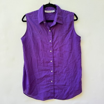 Sheplers Womens 14 Vintage Purple Western Sleeveless Shirt Top Rodeo Cowgirl