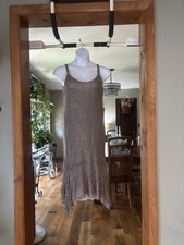 Vintage Spencer Alexis Petite Sleeveless Taupe Lace Flounce Hem Dress  Cardigan