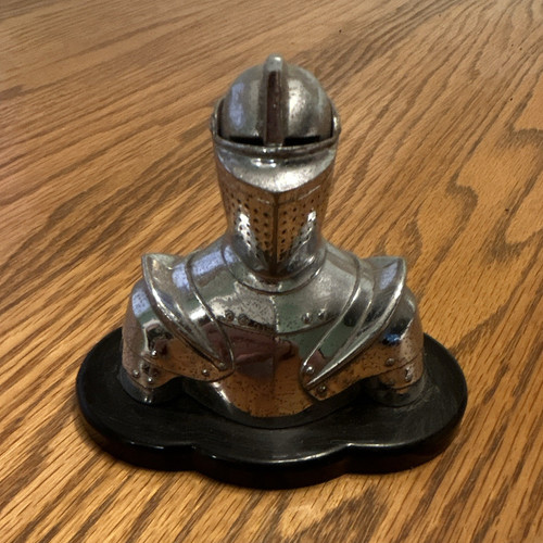 Vintage Megbaur N.Y. Knight helmet table lighter-Made in the USA-Mid Century