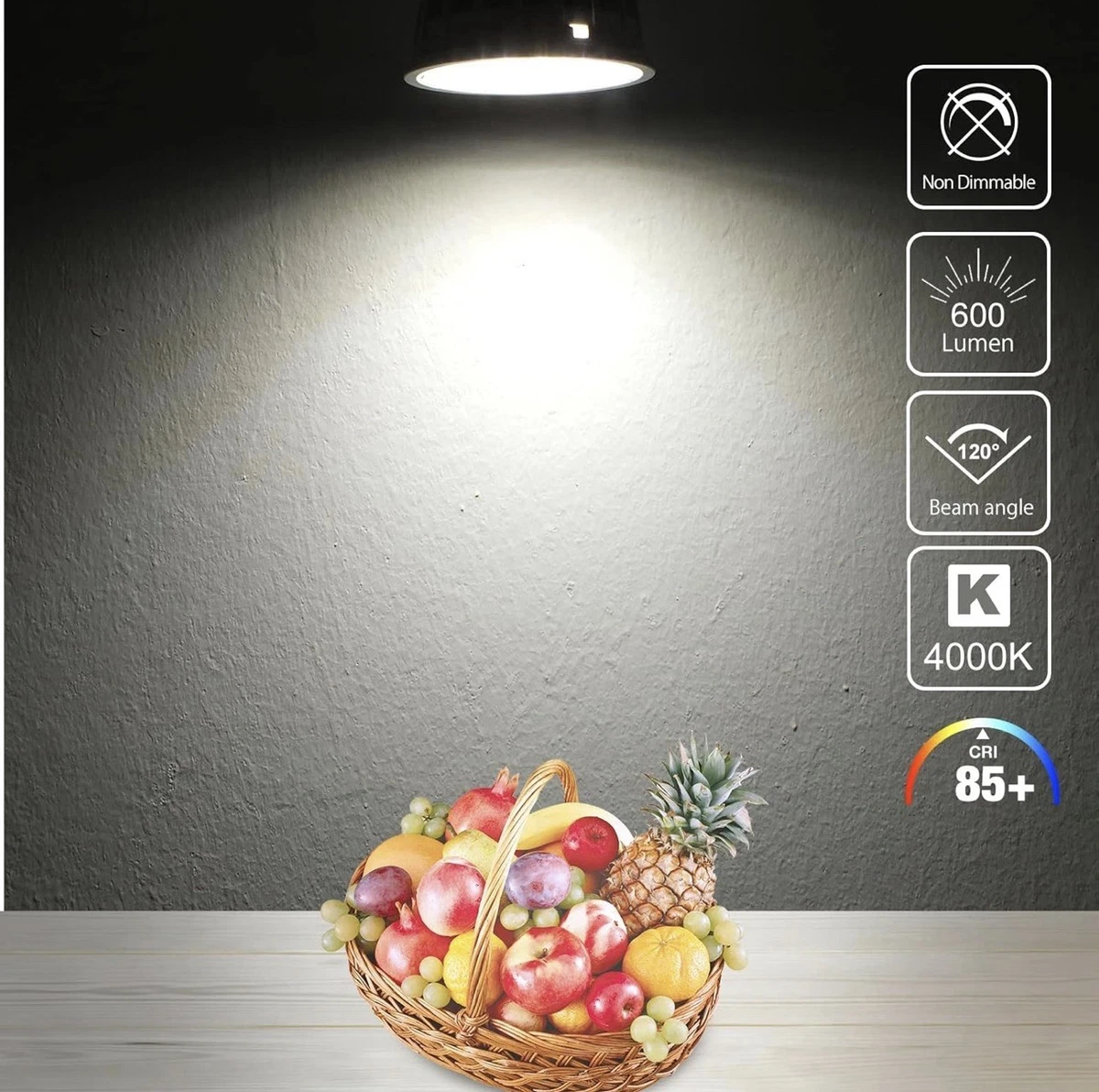 10x Bombillas LED MR16 GU5.3 12V 5W 2700K 600LM 50W Foco Halógeno Equivalente