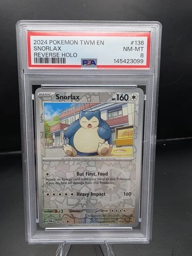 2024 Pokemon Twilight Masquerade Snorlax 136/167 Reverse Holo PSA 8
