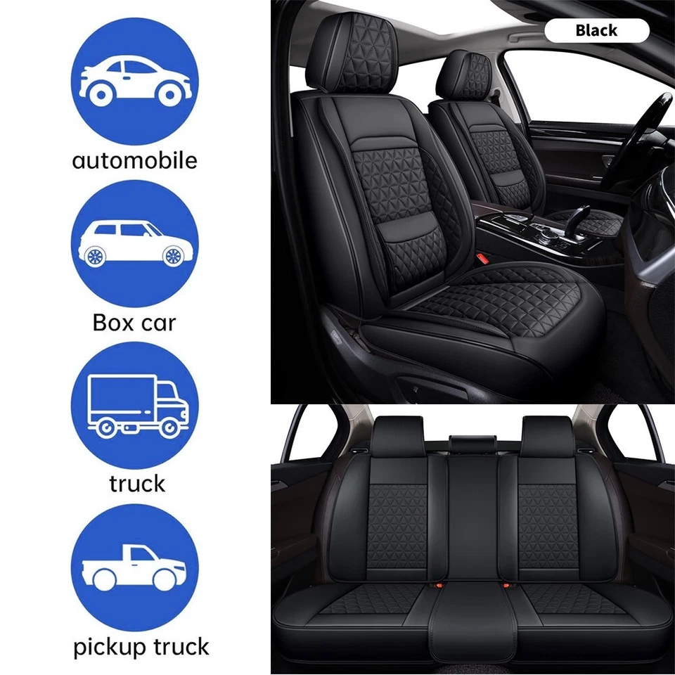 For Dodge Ram 1500 2009-2023 2500 3500 Napa Leather Car 5 Seat Covers Full Set Foto 3 de 4