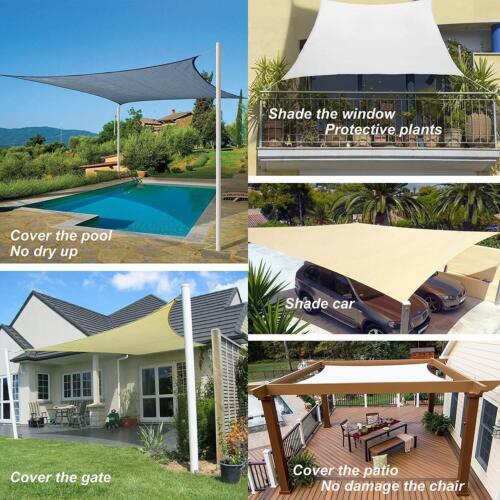 Parasole Vela Tettoia Rettangolare Sabbia Blocco UV Parasole per Giardino Ponte Beige - Foto 15 di 15