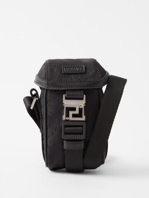 Versace Neo Jacquard Barocco Nylon Leather Trim Small Crossbody Bag NWT $775