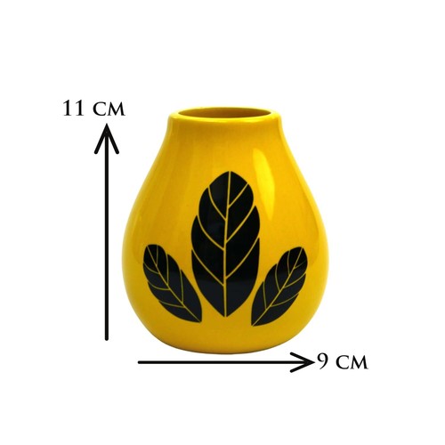 Yerba Mate-Tee Kalebasse Set Mate tee becher Hoja Yellow 350ml ● Keramik mate... - Bild 2 von 7