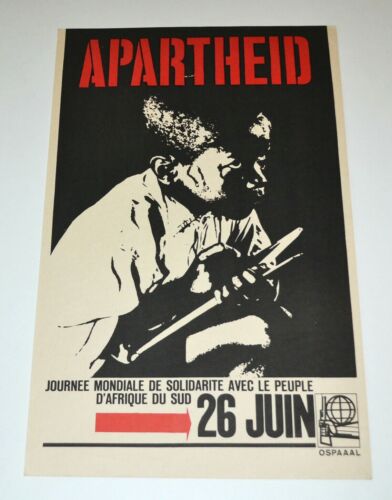 Manifesto cubano originale OSPAAAL 1967 Apartheid.Africa.Francese - Foto 1 di 1