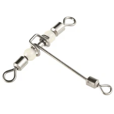 20pcs 3 Way Luminous T-shape Rolling Swivel With Beads Fishing Swivels Connector