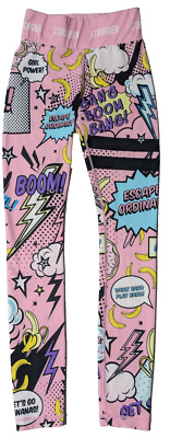 STRONGER ICE CREAM Leggings Pink Girl Power Retro POP Art - Women XS